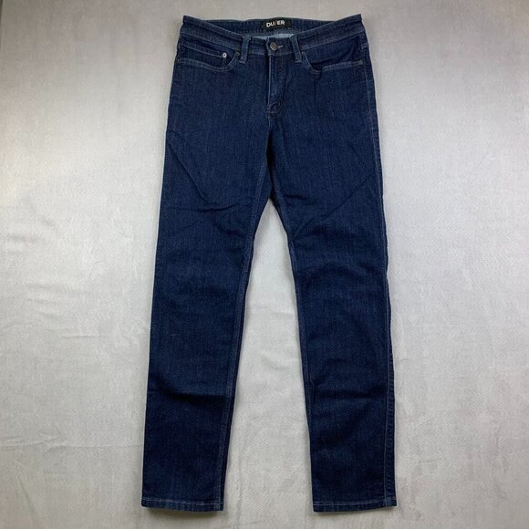 DU/ER Mens Pants 32 Blue Jeans L2X Slim Fit Stretch Performance Denim 32x30.5 - Picture 1 of 14
